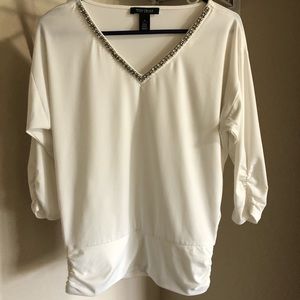 White House Black Market V Neck 3/4 Sleeve Shirt